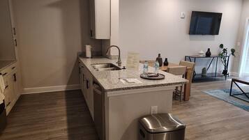 Fridge, dining tables