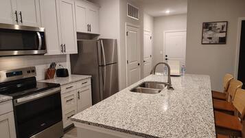 Fridge, dining tables