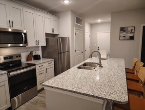 Fridge, dining tables