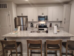 Fridge, dining tables