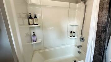Hair dryer, bidet, towels, soap