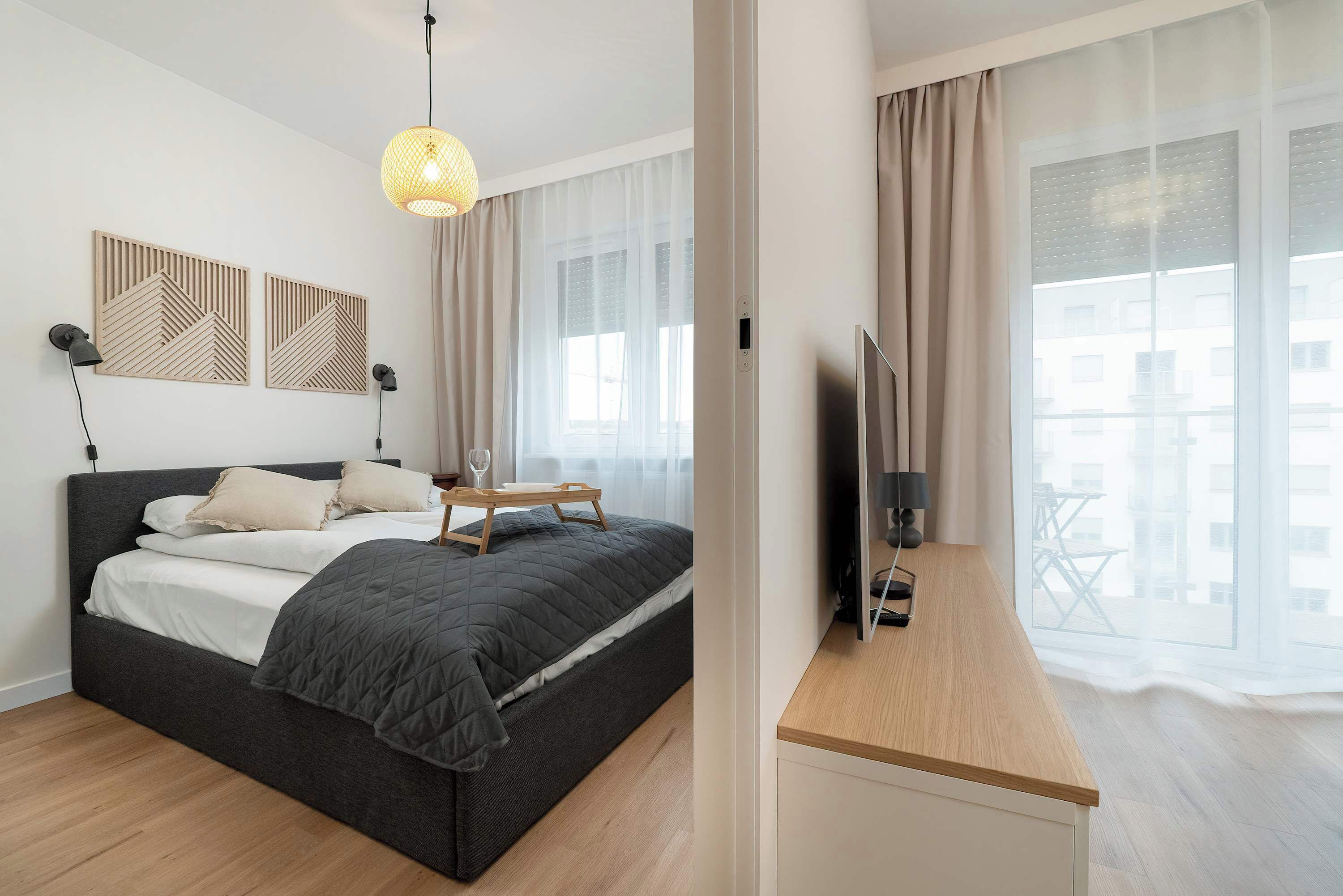 1 غرفة نوم ومكتب ومكواة/لوح كي وواي فاي