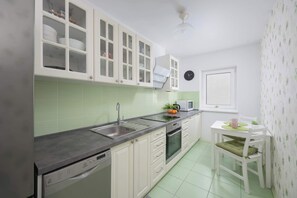 Fridge, microwave, oven, stovetop - Spacious Apartment in the Center | Balcony and Workspace (Warszawa)