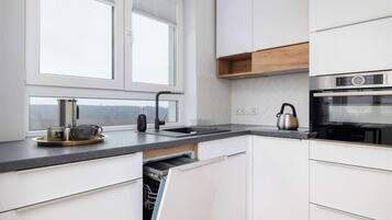 Kühlschrank, Mikrowelle, Herdplatte, Geschirrspüler