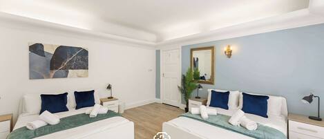 5 habitaciones, tabla de planchar con plancha, wifi y ropa de cama