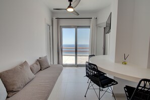 Villa, 2 Bedrooms, Private Pool, Sea View | Living area - Pyrgos Exclusive Villas (Agios Vasileios)