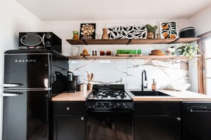 Fridge, microwave, oven, dishwasher