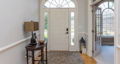 Mountain views, convenient location, fireplace, firepit, jet tub, games, + more!