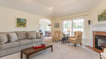 TV connectée, cheminée, jeux vidéo, lecteur de DVD