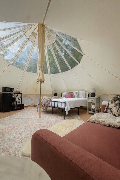Private Stargazing Tent Dogwood Den – Peaceful Glamping with Fire Pit & Open Skies