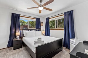 4 bedrooms, iron/ironing board, travel cot, WiFi