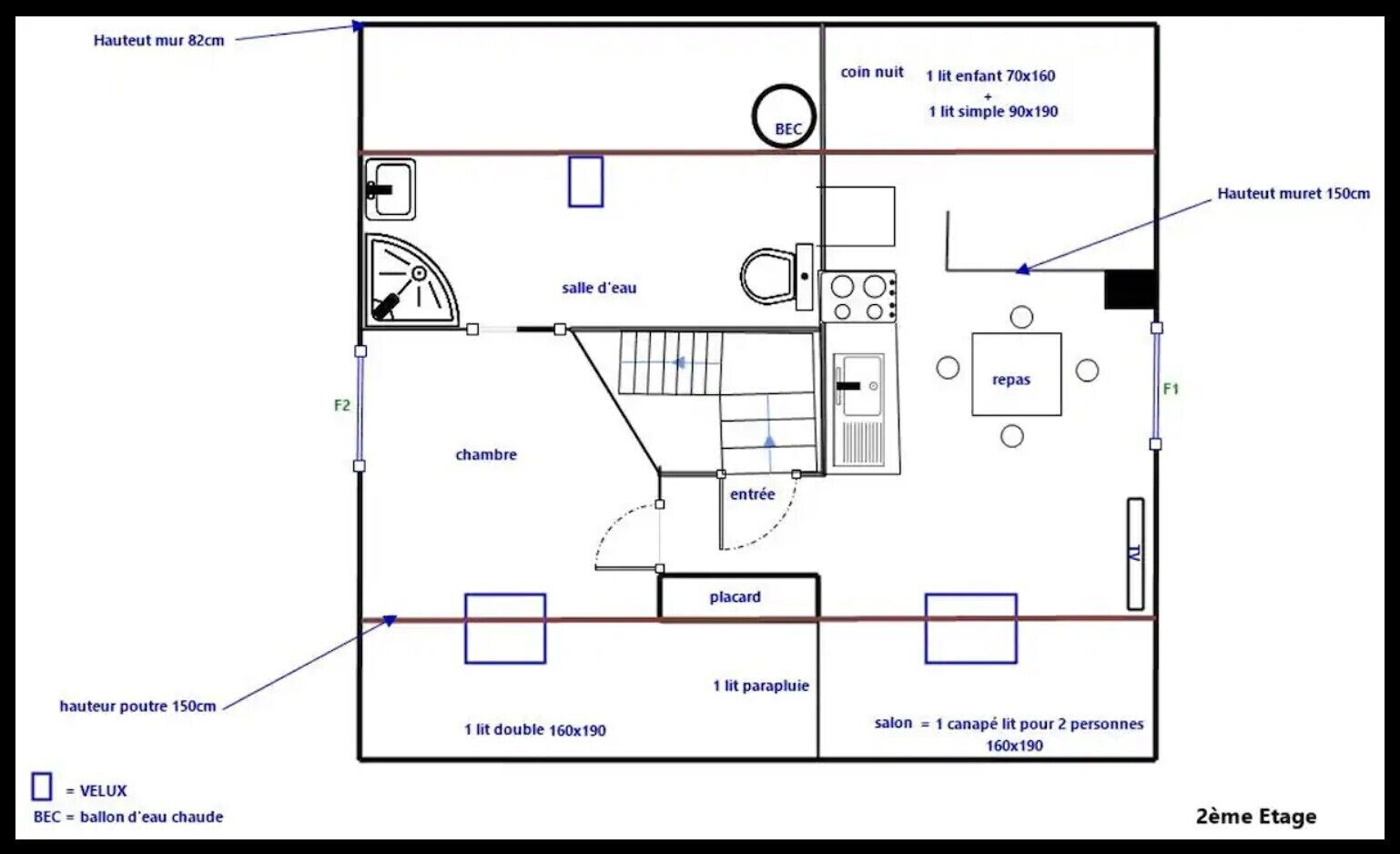 A floor plan of a hotel room with a bathroom, kitchenette, and a living area.
