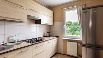 Fridge, microwave, stovetop, dishwasher