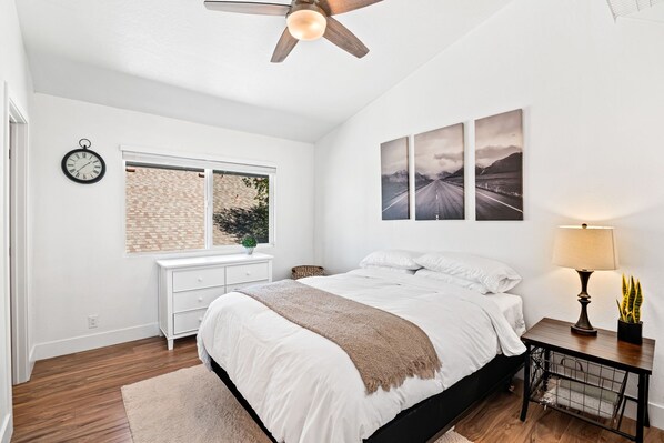 Desk, iron/ironing board, travel cot, free WiFi