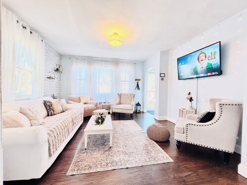 Relax in Style~Spacious 2BR w/Porch + Firepit~ Sleeps 7 ~ Free Wifi and Parking