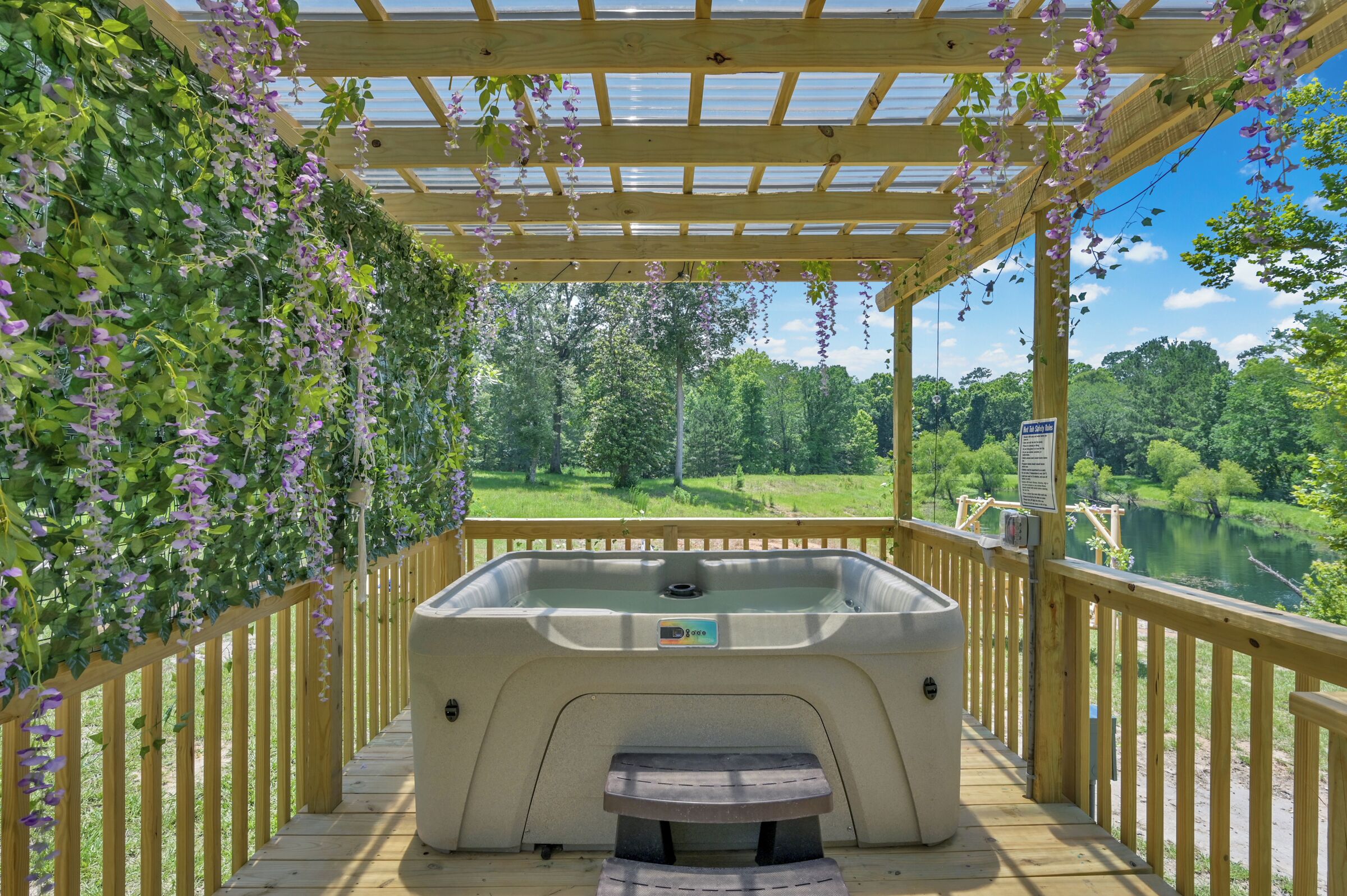 Luxury-Ferienhütte, Whirlpool, Blick auf die Lagune | Ausblick vom Zimmer