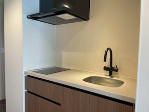 Mini-fridge, microwave
