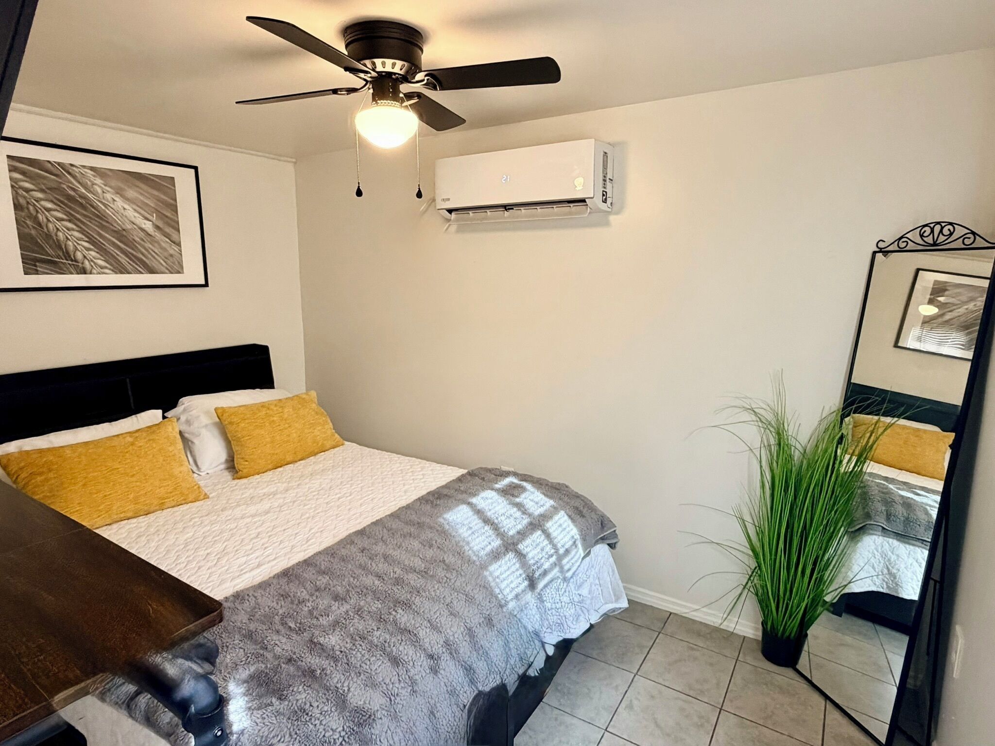 1 bedroom, desk, iron/ironing board, travel crib