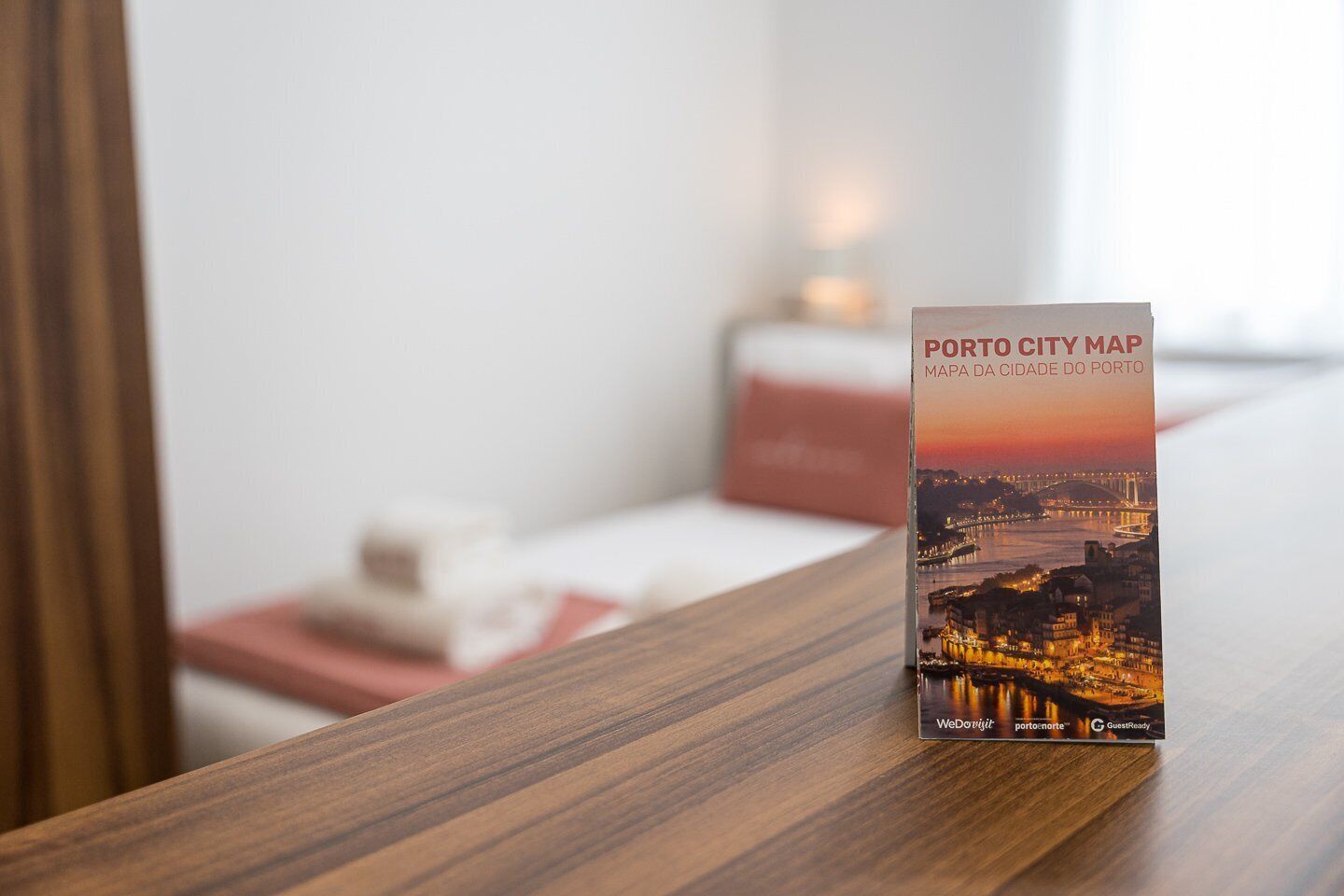 A Porto city map on a wooden table.