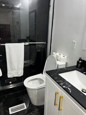 Shower, hair dryer, towels, soap - Three Bedroom Bungalow with free parking, closer to commercial area and highway (Mississauga)