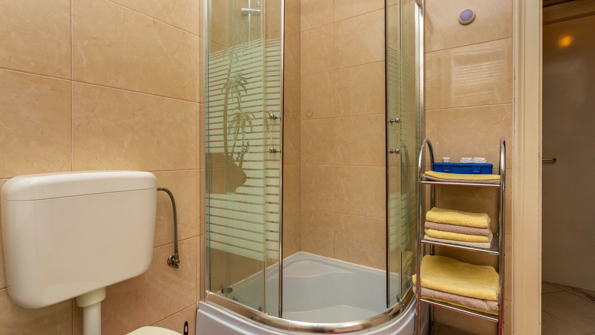 Een douche, een haardroger, handdoeken