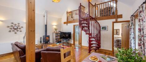 Smart TV, fireplace, table tennis, books