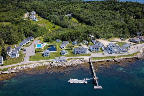 Aerial view - Luxurious Oceanview Room for Memorable Couple Getaways | Private Beach Access (Boothbay)