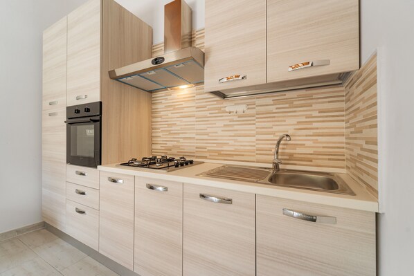 Fridge, oven, stovetop, cookware/dishes/utensils