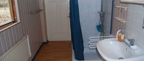 Shower, soap, toilet paper