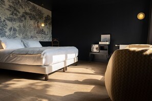 Kamer, 1 twee- of 2 eenpersoonsbedden, uitzicht op tuin | Lakens van Egyptisch katoen, luxe beddengoed, individueel gedecoreerd