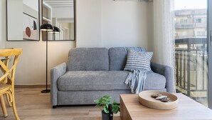 Apartment, 1 Double Bed, Kitchenette, City View | Living room | Smart TV, streaming services - Berries 1-BR Apt in Larnaca (Larnaca)