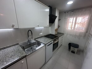 Fridge, microwave, oven, coffee/tea maker