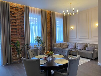 Old town apartments with balcony, cafe mashine