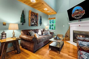 Smart TV, fireplace, table football