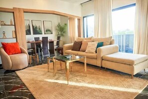 Family Apartment, Balcony, City View | Living area - Cozy Cove Residence (Abuja)