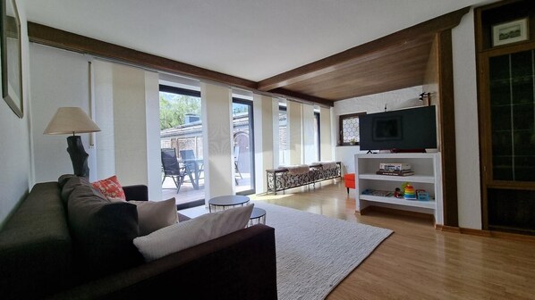 TV, fireplace
