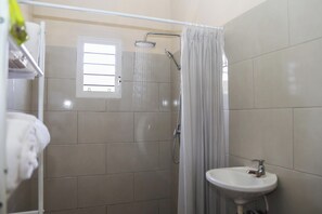 Hair dryer, towels, toilet paper
