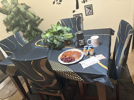 Dining. Enjoy a room with private bath in a charming King City location!