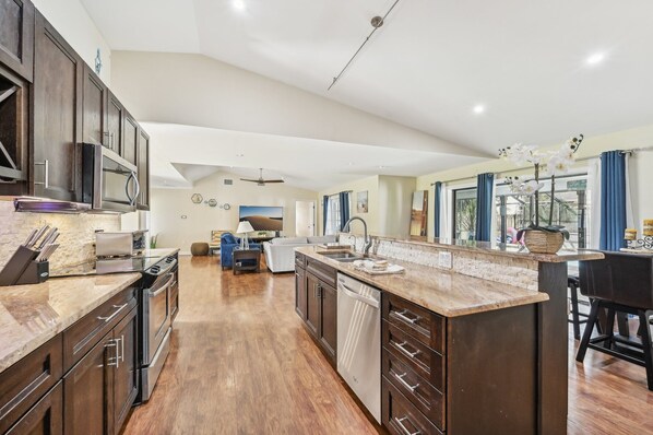 Microwave, oven, stovetop, dishwasher