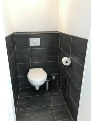 Shower, hair dryer, soap