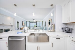 Fridge, microwave, oven, dishwasher