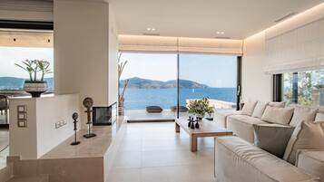 Televisión y chimenea