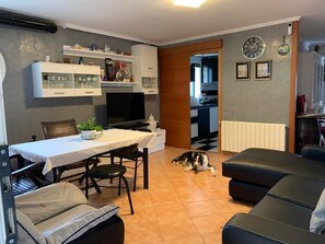 TV, fireplace