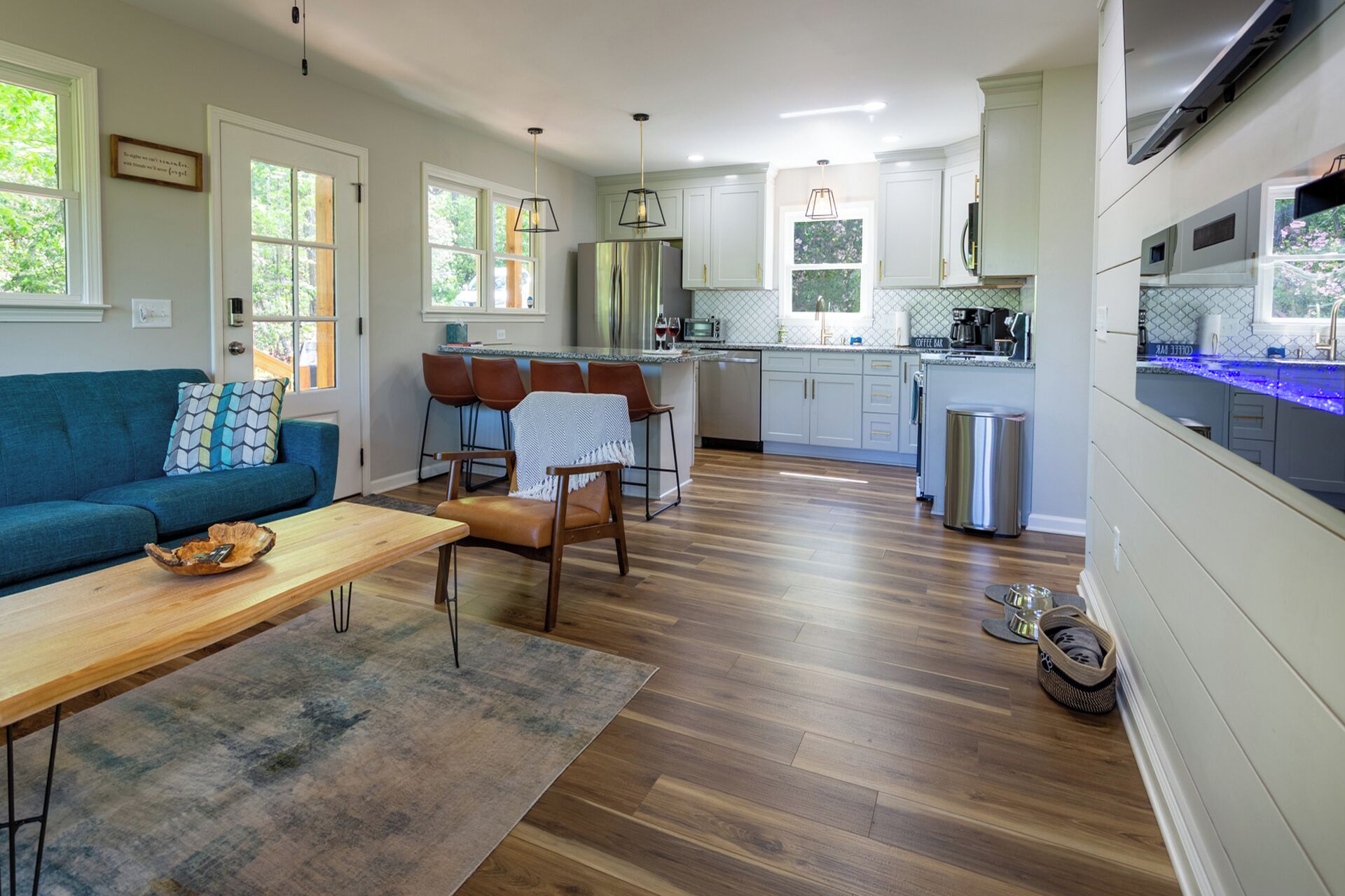 Smart TV, fireplace, video games, books