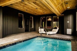 Indoor pool - Luxury Smokies Cabin | Pool Theater Hot Tub View (Sevierville)