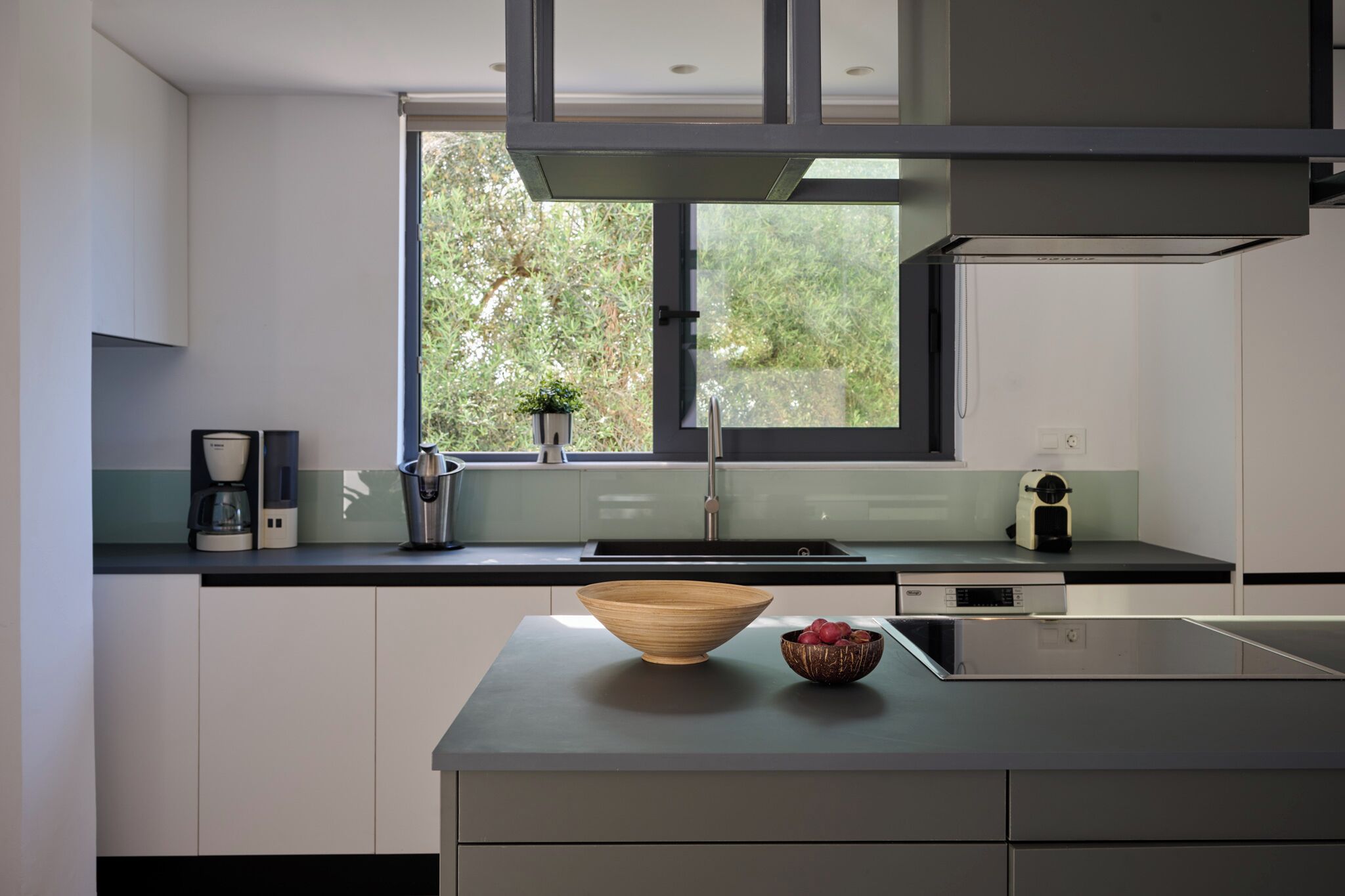 Fridge, oven, dishwasher, coffee/tea maker