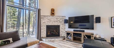 TV, fireplace, DVD player, stereo