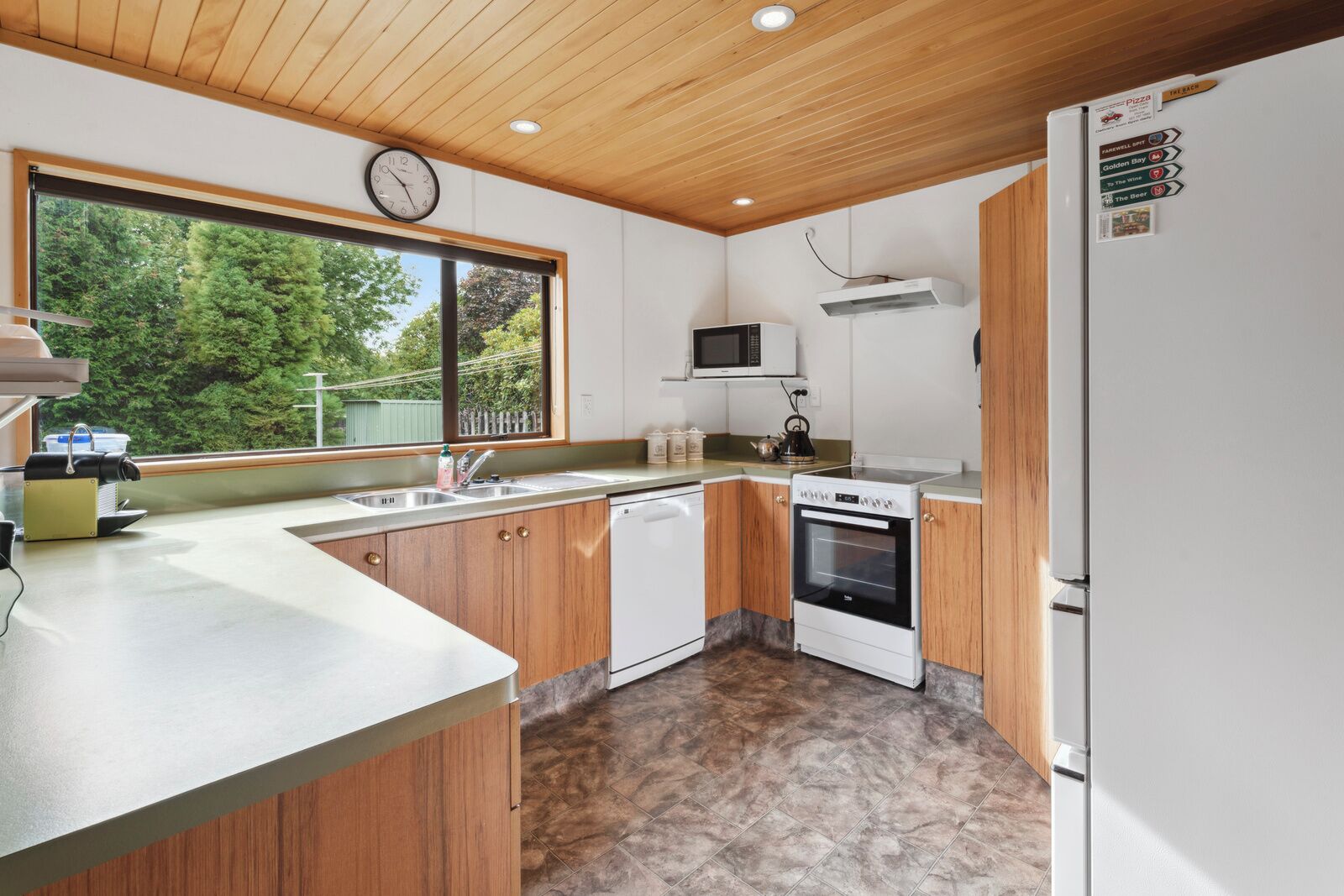 Fridge, microwave, dishwasher, coffee/tea maker