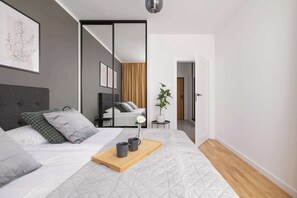 1 bedroom, desk, iron/ironing board, travel cot