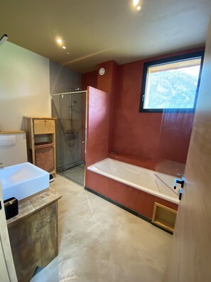 Eco-friendly toiletries, hair dryer, towels, soap